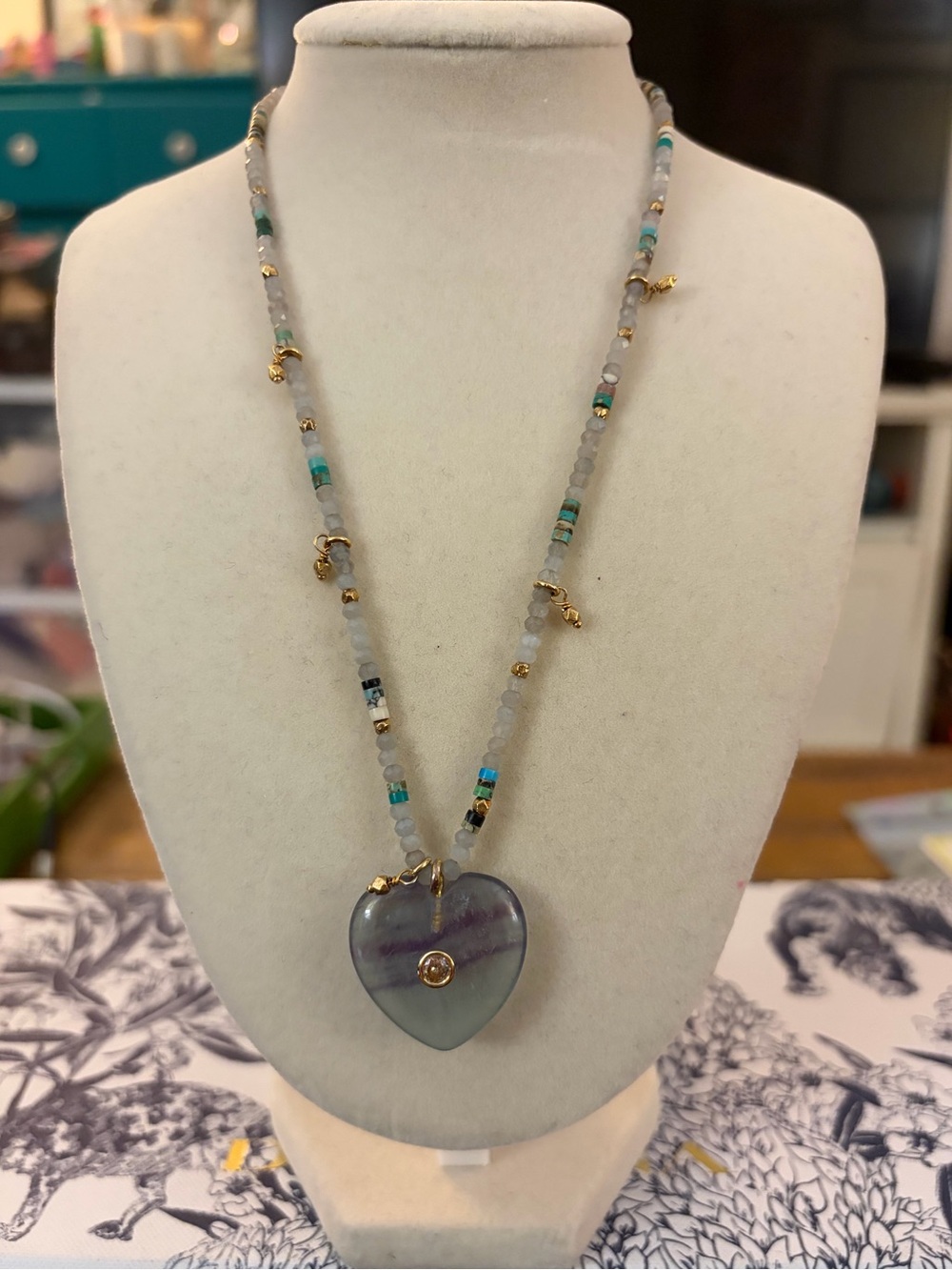 🩵✨ INSANE ARTISAN GEMSTONE HEART NECKLACE • MADE IN USA ✨🩵